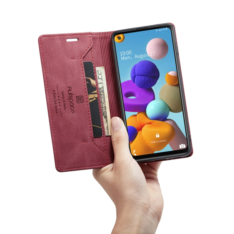 For Samsung Galaxy A21s AutSpace A01 Retro Skin-feel Crazy Horse Texture Horizontal Flip Leather Case with Holder & Card Slots & Wallet & RFID