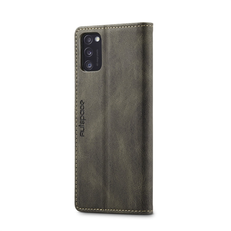 For Samsung Galaxy A41 AutSpace A01 Retro Skin-feel Crazy Horse Texture Horizontal Flip Leather Case with Holder & Card Slots & Wallet & RFID