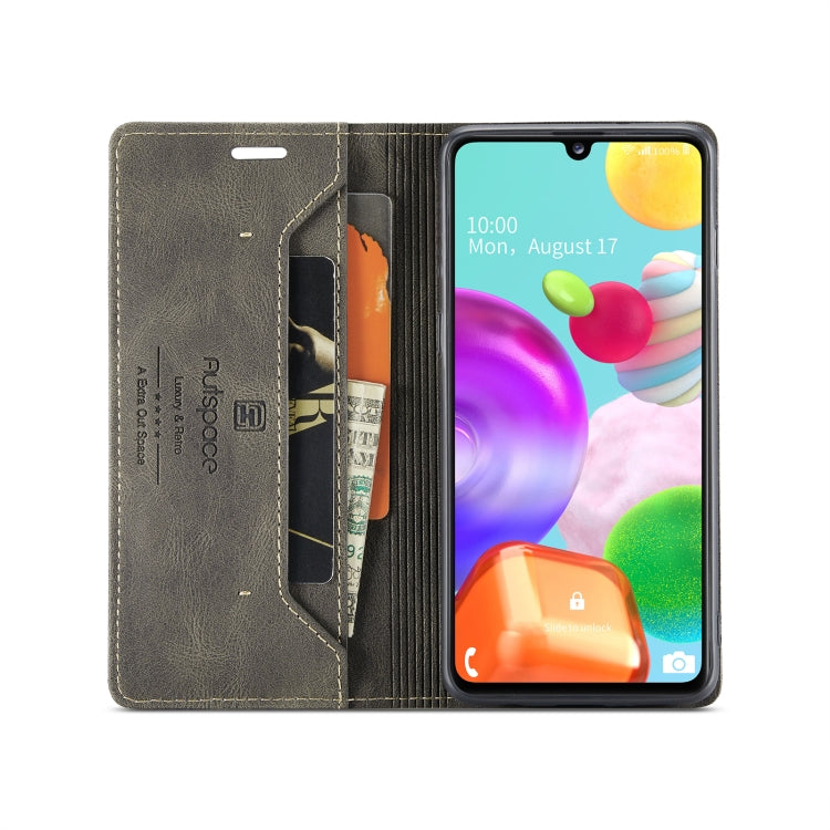 For Samsung Galaxy A41 AutSpace A01 Retro Skin-feel Crazy Horse Texture Horizontal Flip Leather Case with Holder & Card Slots & Wallet & RFID