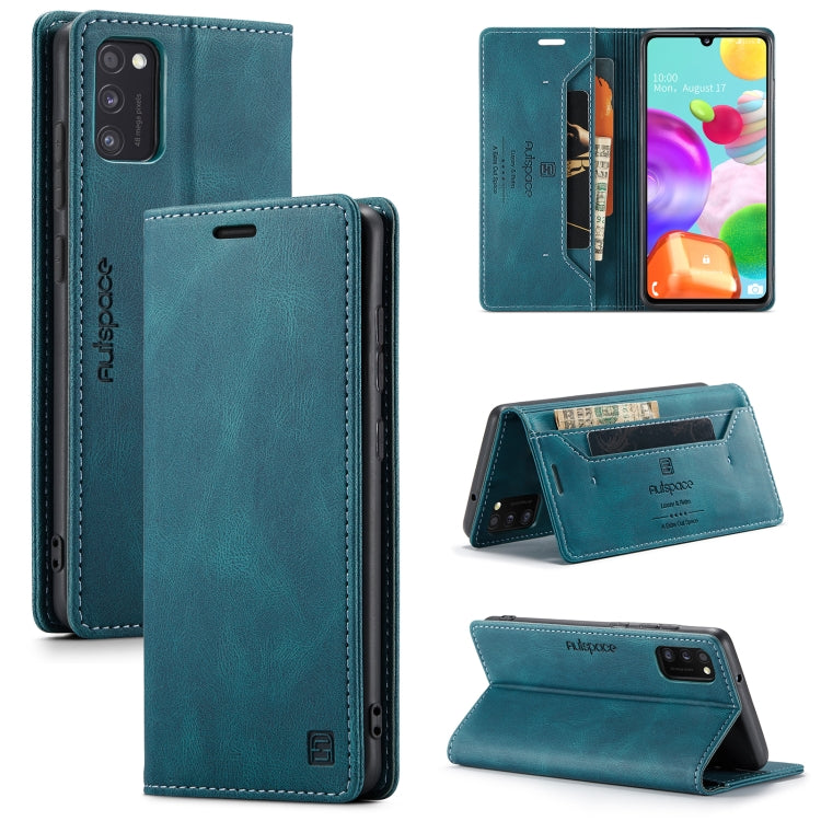 For Samsung Galaxy A41 AutSpace A01 Retro Skin-feel Crazy Horse Texture Horizontal Flip Leather Case with Holder & Card Slots & Wallet & RFID