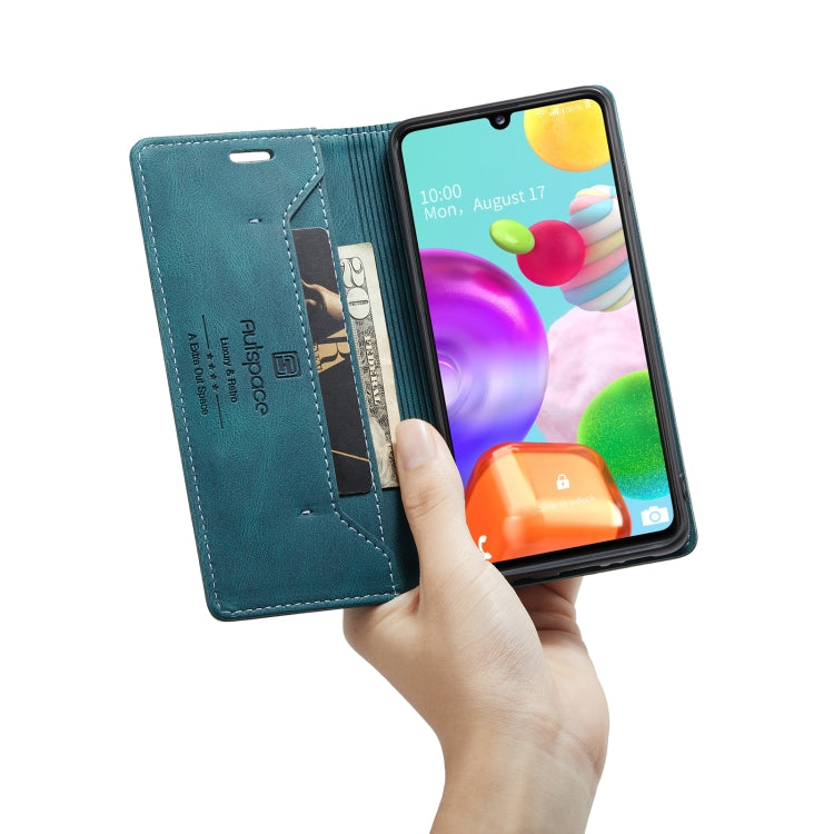 For Samsung Galaxy A41 AutSpace A01 Retro Skin-feel Crazy Horse Texture Horizontal Flip Leather Case with Holder & Card Slots & Wallet & RFID