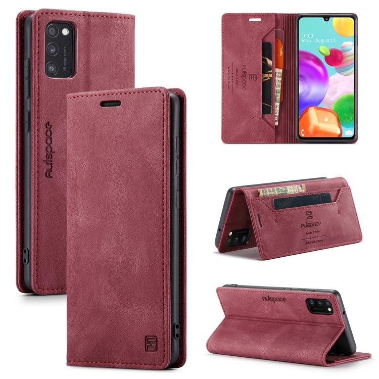For Samsung Galaxy A41 AutSpace A01 Retro Skin-feel Crazy Horse Texture Horizontal Flip Leather Case with Holder & Card Slots & Wallet & RFID