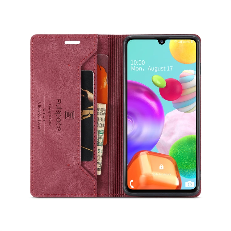 For Samsung Galaxy A41 AutSpace A01 Retro Skin-feel Crazy Horse Texture Horizontal Flip Leather Case with Holder & Card Slots & Wallet & RFID