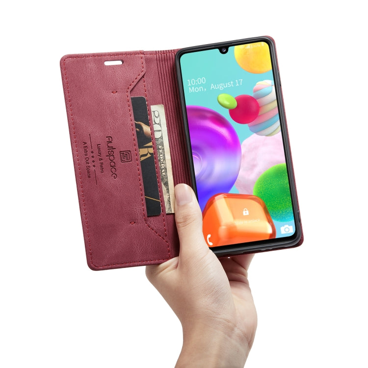 For Samsung Galaxy A41 AutSpace A01 Retro Skin-feel Crazy Horse Texture Horizontal Flip Leather Case with Holder & Card Slots & Wallet & RFID