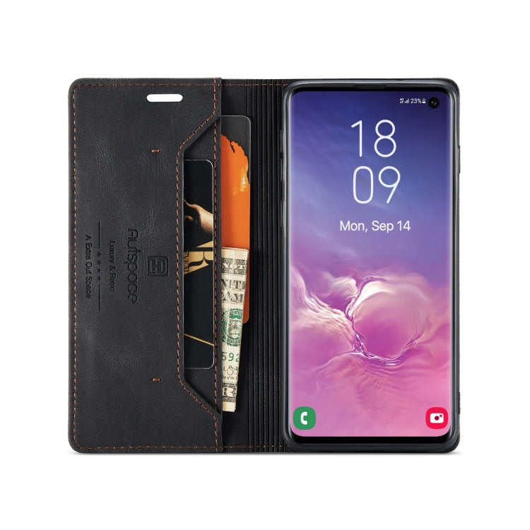 For Samsung Galaxy S10 AutSpace A01 Retro Skin-feel Crazy Horse Texture Horizontal Flip Leather Case with Holder & Card Slots & Wallet & RFID