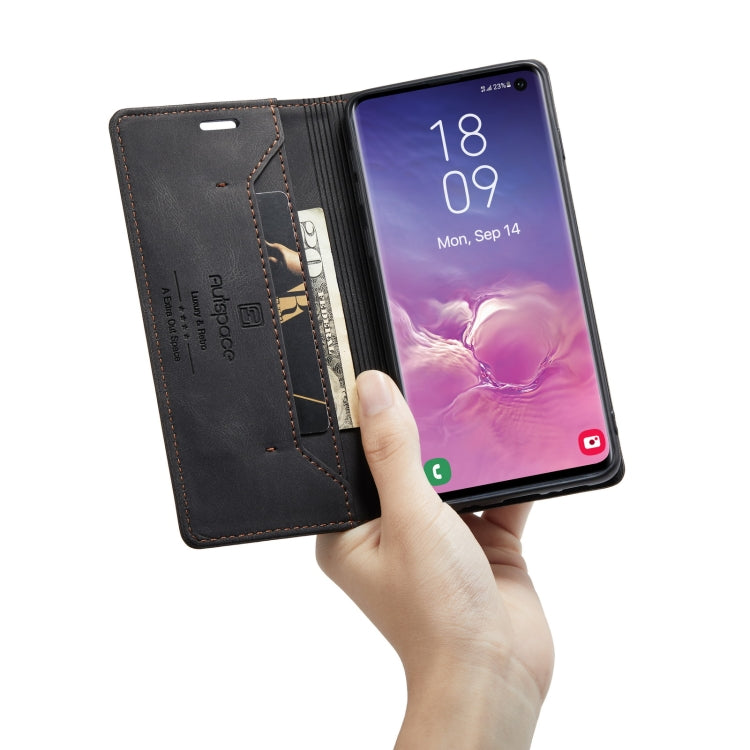 For Samsung Galaxy S10 AutSpace A01 Retro Skin-feel Crazy Horse Texture Horizontal Flip Leather Case with Holder & Card Slots & Wallet & RFID
