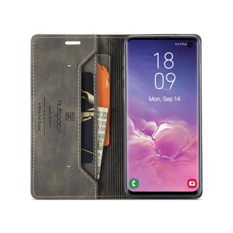 For Samsung Galaxy S10 AutSpace A01 Retro Skin-feel Crazy Horse Texture Horizontal Flip Leather Case with Holder & Card Slots & Wallet & RFID