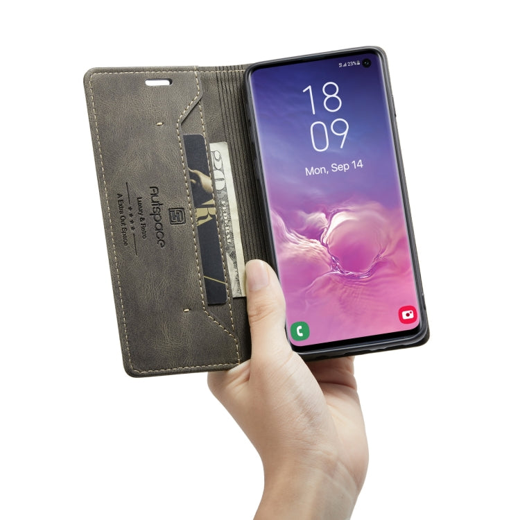 For Samsung Galaxy S10 AutSpace A01 Retro Skin-feel Crazy Horse Texture Horizontal Flip Leather Case with Holder & Card Slots & Wallet & RFID