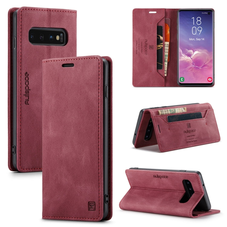 For Samsung Galaxy S10 AutSpace A01 Retro Skin-feel Crazy Horse Texture Horizontal Flip Leather Case with Holder & Card Slots & Wallet & RFID