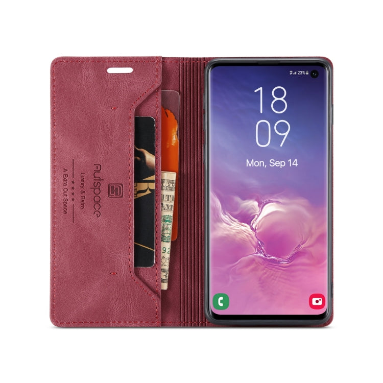 For Samsung Galaxy S10 AutSpace A01 Retro Skin-feel Crazy Horse Texture Horizontal Flip Leather Case with Holder & Card Slots & Wallet & RFID