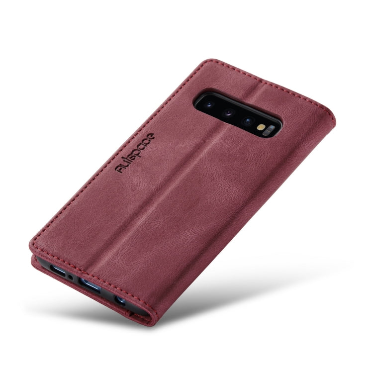 For Samsung Galaxy S10 AutSpace A01 Retro Skin-feel Crazy Horse Texture Horizontal Flip Leather Case with Holder & Card Slots & Wallet & RFID