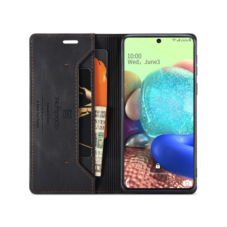 For Samsung Galaxy A71 AutSpace A01 Retro Skin-feel Crazy Horse Texture Horizontal Flip Leather Case with Holder & Card Slots & Wallet & RFID