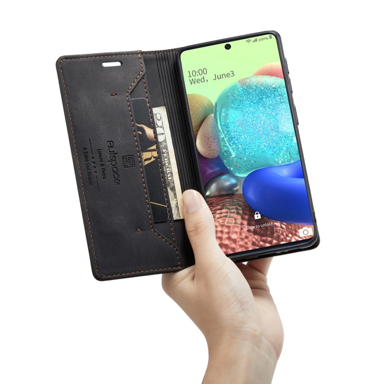 For Samsung Galaxy A71 AutSpace A01 Retro Skin-feel Crazy Horse Texture Horizontal Flip Leather Case with Holder & Card Slots & Wallet & RFID