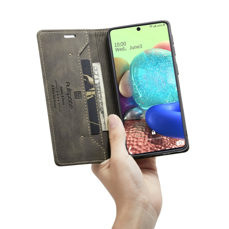 For Samsung Galaxy A71 AutSpace A01 Retro Skin-feel Crazy Horse Texture Horizontal Flip Leather Case with Holder & Card Slots & Wallet & RFID