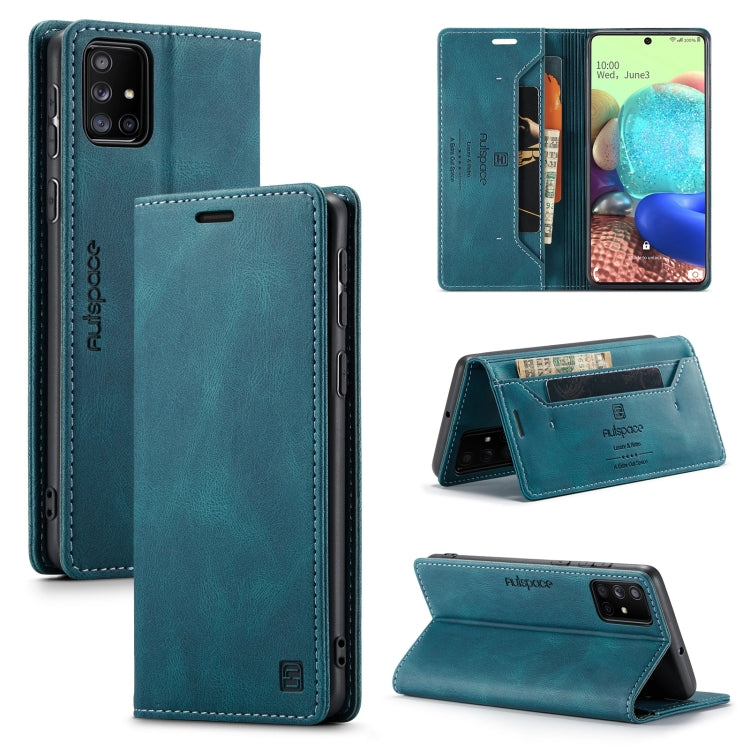 For Samsung Galaxy A71 AutSpace A01 Retro Skin-feel Crazy Horse Texture Horizontal Flip Leather Case with Holder & Card Slots & Wallet & RFID