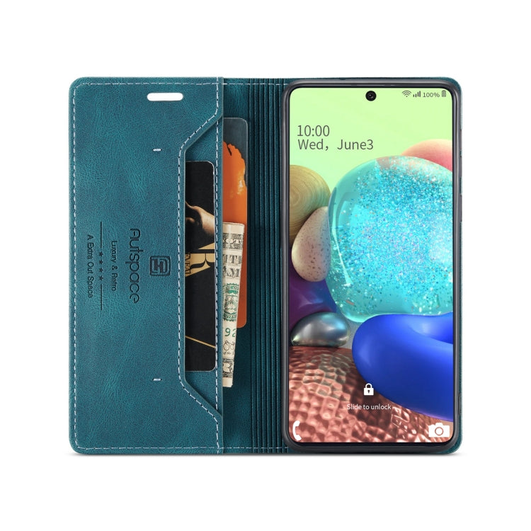 For Samsung Galaxy A71 AutSpace A01 Retro Skin-feel Crazy Horse Texture Horizontal Flip Leather Case with Holder & Card Slots & Wallet & RFID