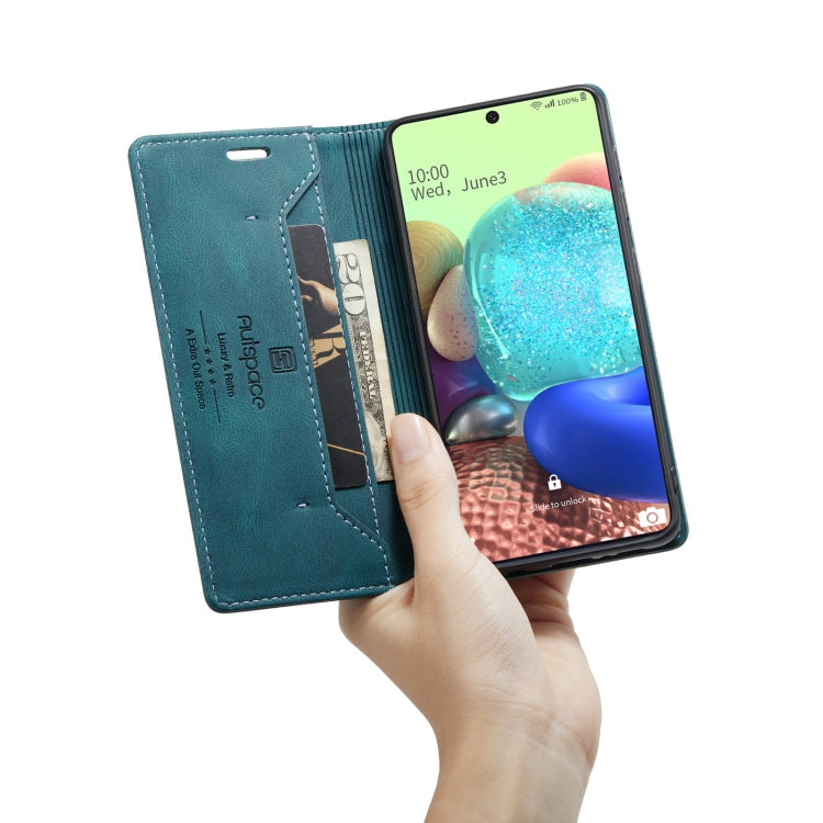 For Samsung Galaxy A71 AutSpace A01 Retro Skin-feel Crazy Horse Texture Horizontal Flip Leather Case with Holder & Card Slots & Wallet & RFID