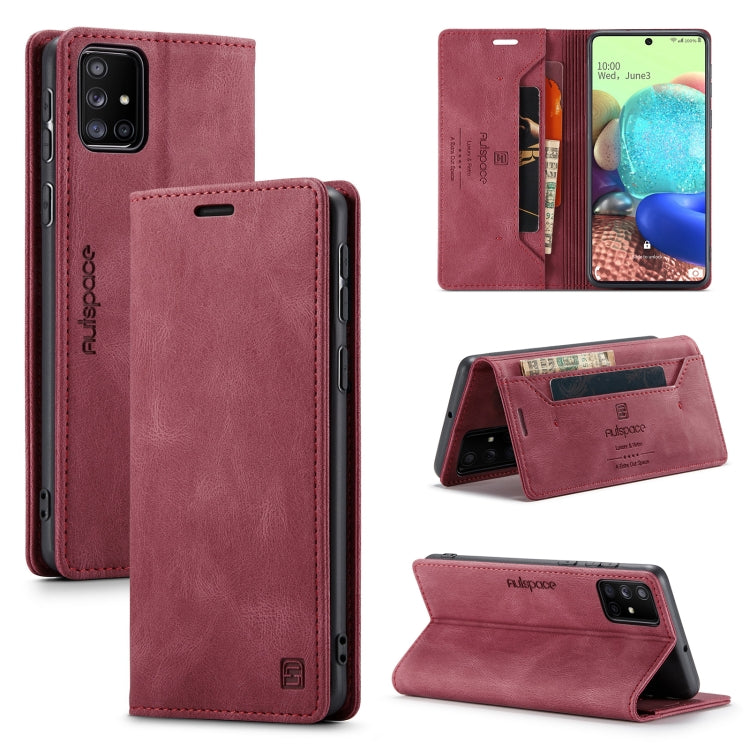 For Samsung Galaxy A71 AutSpace A01 Retro Skin-feel Crazy Horse Texture Horizontal Flip Leather Case with Holder & Card Slots & Wallet & RFID