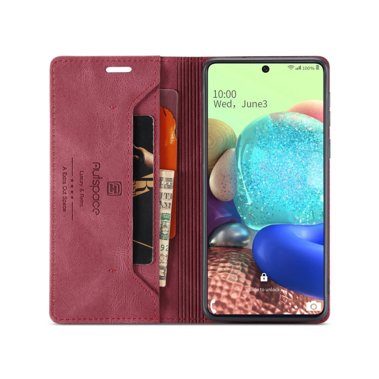 For Samsung Galaxy A71 AutSpace A01 Retro Skin-feel Crazy Horse Texture Horizontal Flip Leather Case with Holder & Card Slots & Wallet & RFID