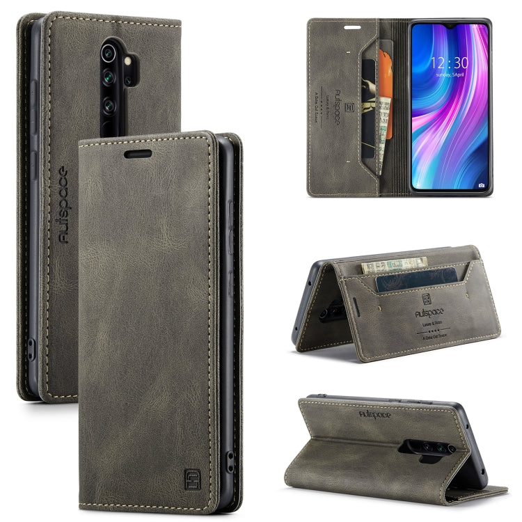 For Xiaomi Redmi Note 8 Pro AutSpace A01 Retro Skin-feel Crazy Horse Texture Horizontal Flip Leather Case with Holder & Card Slots & Wallet & RFID