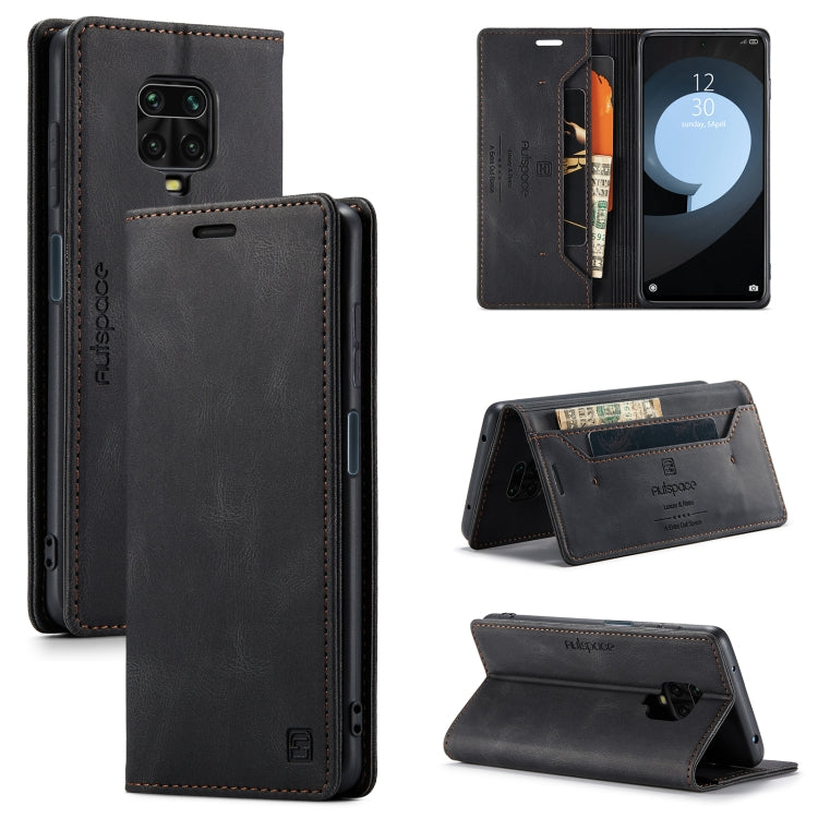 For Xiaomi Redmi Note 9s AutSpace A01 Retro Skin-feel Crazy Horse Texture Horizontal Flip Leather Case with Holder & Card Slots & Wallet & RFID