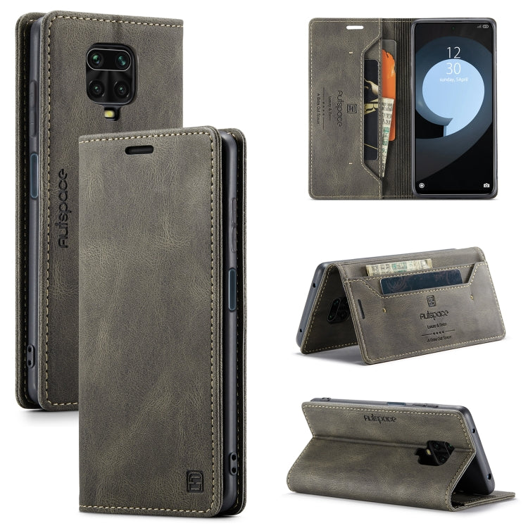 For Xiaomi Redmi Note 9s AutSpace A01 Retro Skin-feel Crazy Horse Texture Horizontal Flip Leather Case with Holder & Card Slots & Wallet & RFID