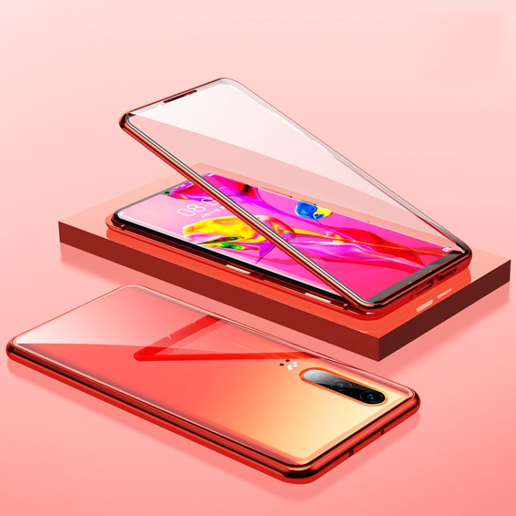 For Huawei P30 Magnetic Metal Frame Double-sided Tempered Glass Case