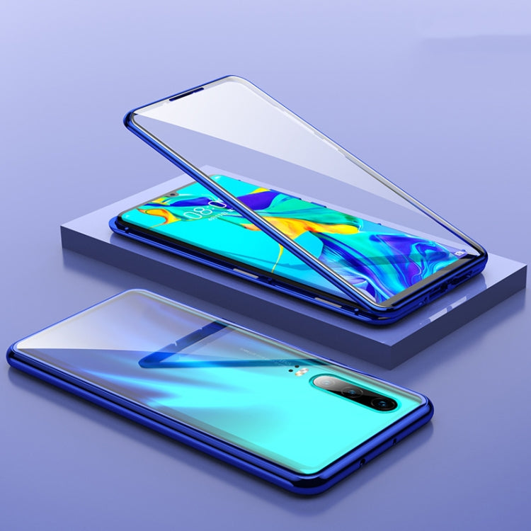 For Huawei P30 Magnetic Metal Frame Double-sided Tempered Glass Case