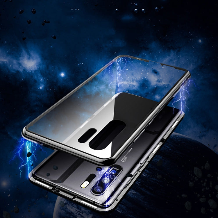 For Huawei P30 Magnetic Metal Frame Double-sided Tempered Glass Case
