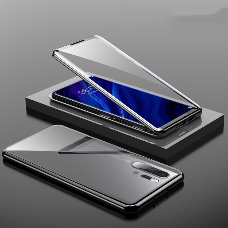 For Huawei P30 Magnetic Metal Frame Double-sided Tempered Glass Case