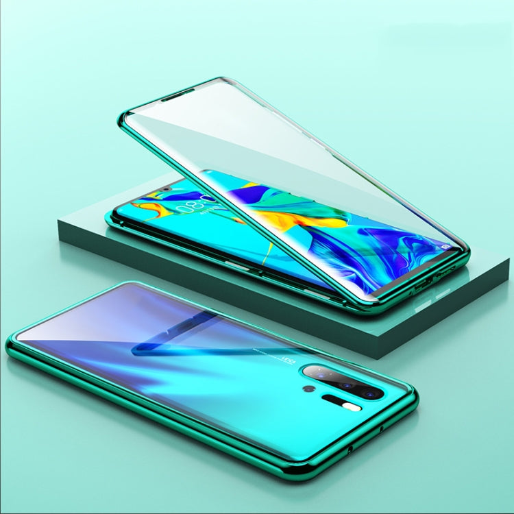 For Huawei P30 Pro Magnetic Metal Frame Double-sided Tempered Glass Case