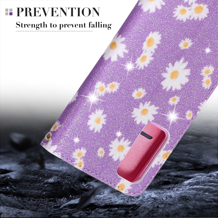 For Samsung Galaxy S20 FE Glittering Daisy Magnetic Horizontal Flip Leather Case with Holder & Card Slots & Photo Frame