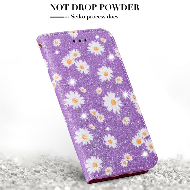 For Samsung Galaxy S20 FE Glittering Daisy Magnetic Horizontal Flip Leather Case with Holder & Card Slots & Photo Frame