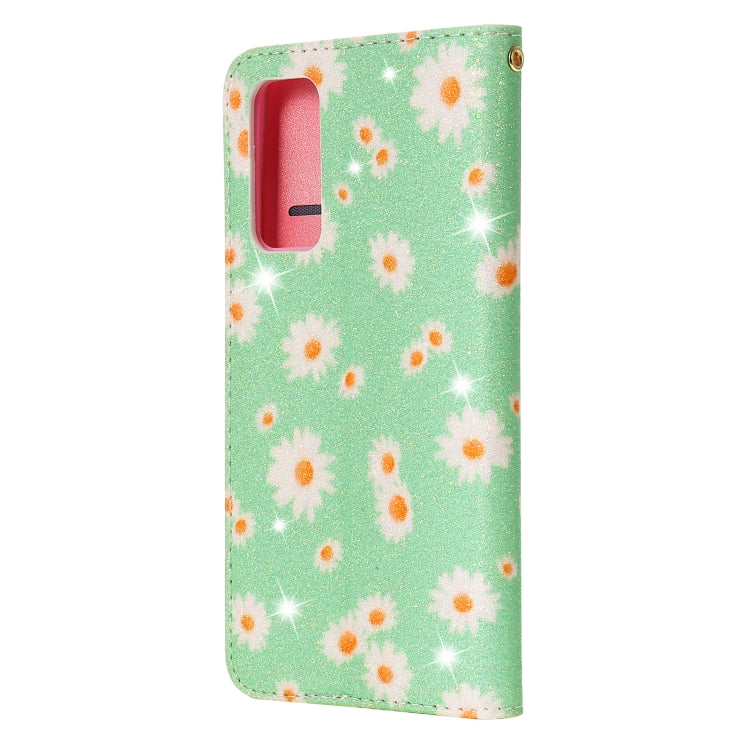 For Samsung Galaxy S20 FE Glittering Daisy Magnetic Horizontal Flip Leather Case with Holder & Card Slots & Photo Frame