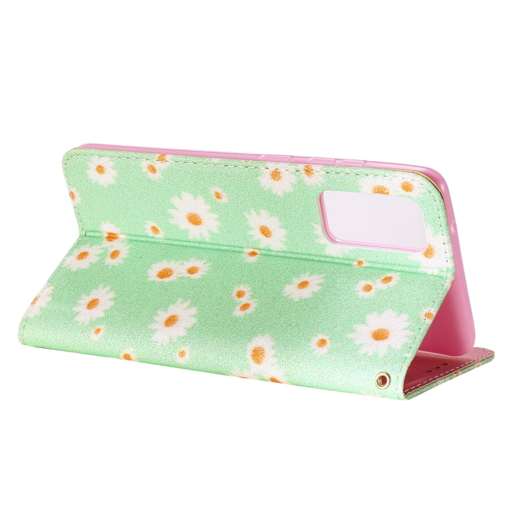 For Samsung Galaxy S20 FE Glittering Daisy Magnetic Horizontal Flip Leather Case with Holder & Card Slots & Photo Frame