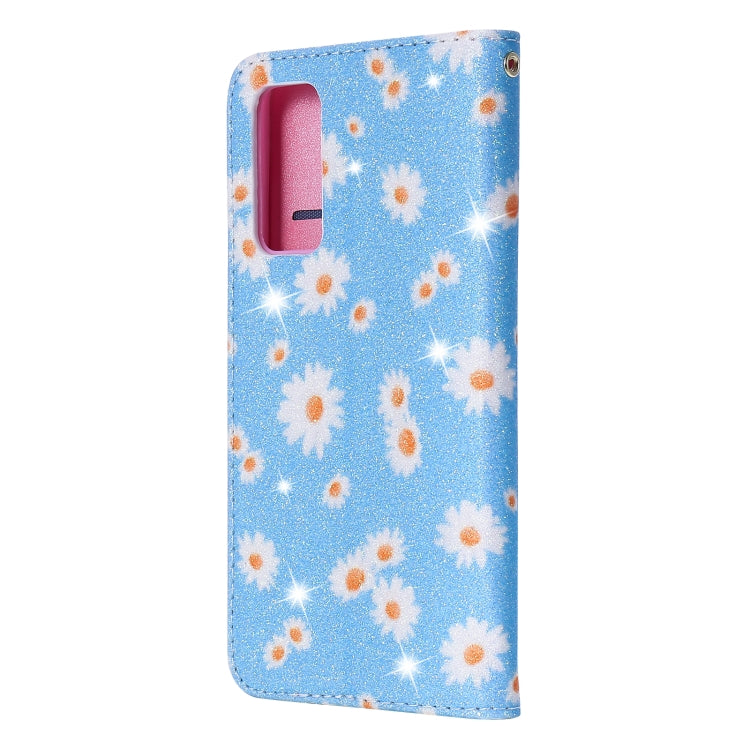 For Samsung Galaxy S20 FE Glittering Daisy Magnetic Horizontal Flip Leather Case with Holder & Card Slots & Photo Frame