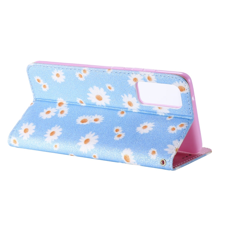 For Samsung Galaxy S20 FE Glittering Daisy Magnetic Horizontal Flip Leather Case with Holder & Card Slots & Photo Frame