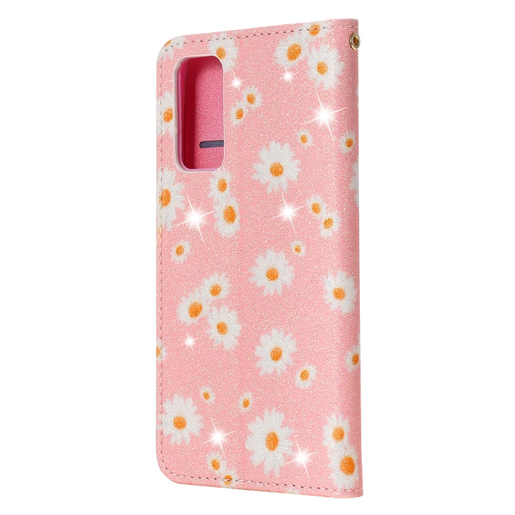 For Samsung Galaxy S20 FE Glittering Daisy Magnetic Horizontal Flip Leather Case with Holder & Card Slots & Photo Frame