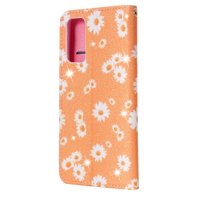 For Samsung Galaxy S20 FE Glittering Daisy Magnetic Horizontal Flip Leather Case with Holder & Card Slots & Photo Frame