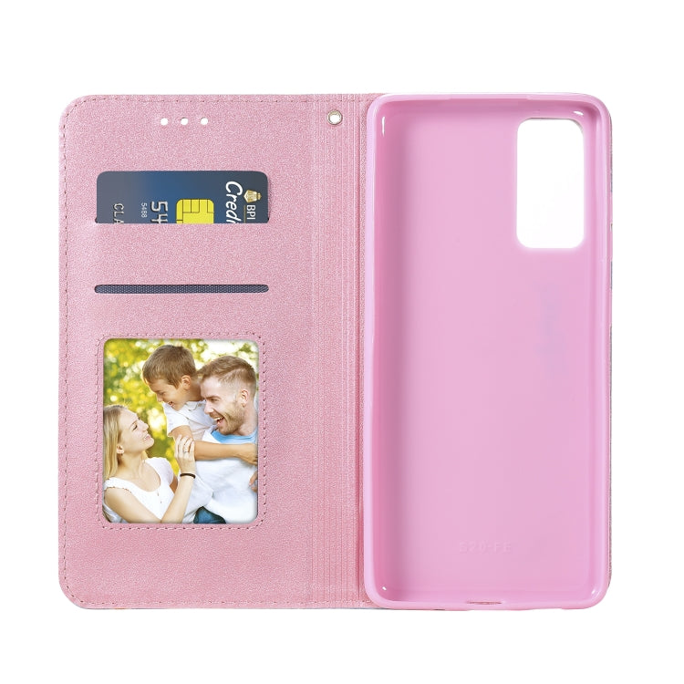 For Samsung Galaxy S20 FE Glittering Daisy Magnetic Horizontal Flip Leather Case with Holder & Card Slots & Photo Frame