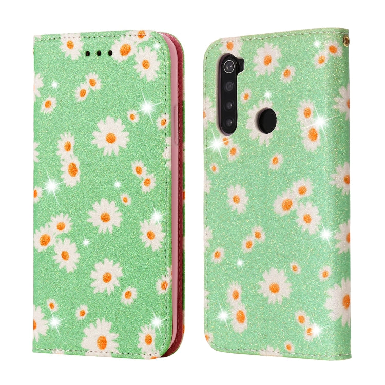 For Xiaomi Redmi Note 8 Glittering Daisy Magnetic Horizontal Flip Leather Case with Holder & Card Slots & Photo Frame