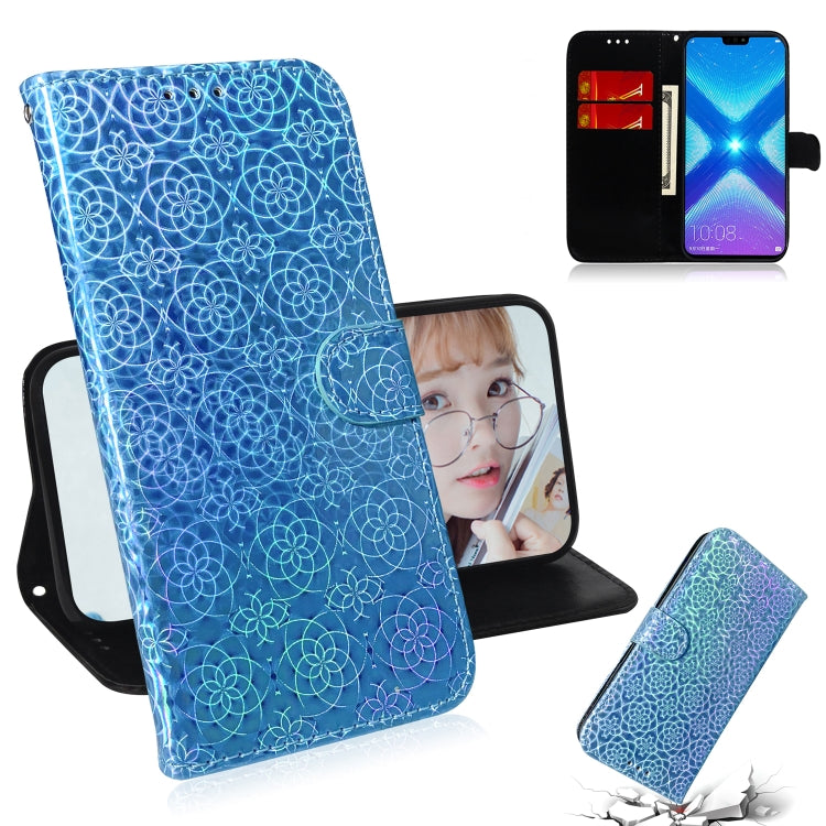 For Huawei Honor 8X Solid Color Colorful Magnetic Buckle Horizontal Flip PU Leather Case with Holder & Card Slots & Wallet & Lanyard