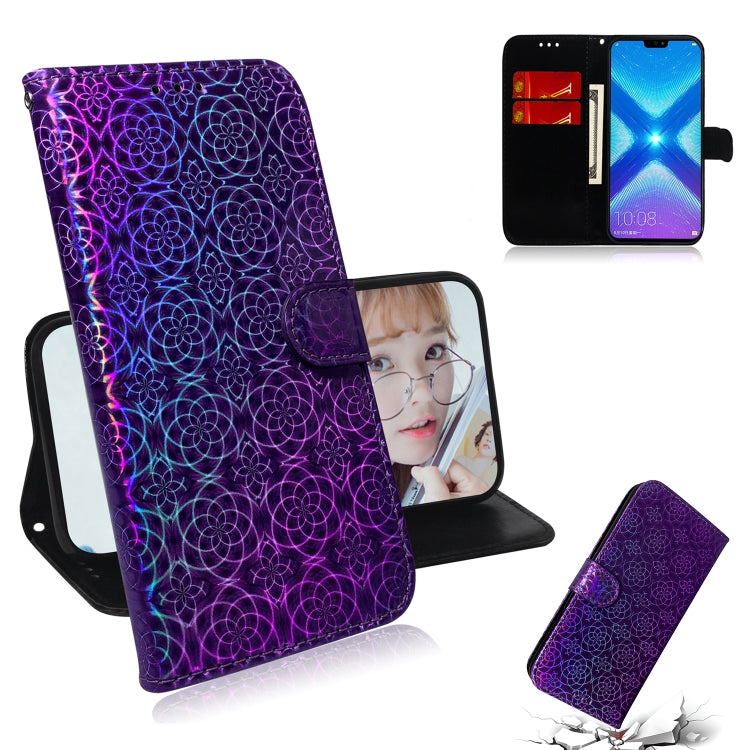 For Huawei Honor 8X Solid Color Colorful Magnetic Buckle Horizontal Flip PU Leather Case with Holder & Card Slots & Wallet & Lanyard