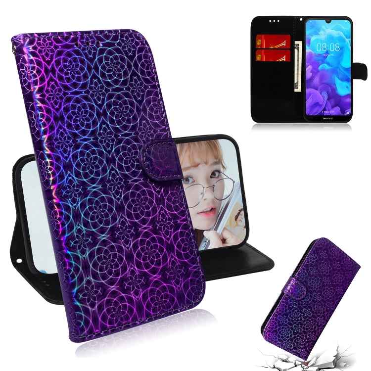 For Huawei Y5 (2019) / Honor 8S Solid Color Colorful Magnetic Buckle Horizontal Flip PU Leather Case with Holder & Card Slots & Wallet & Lanyard