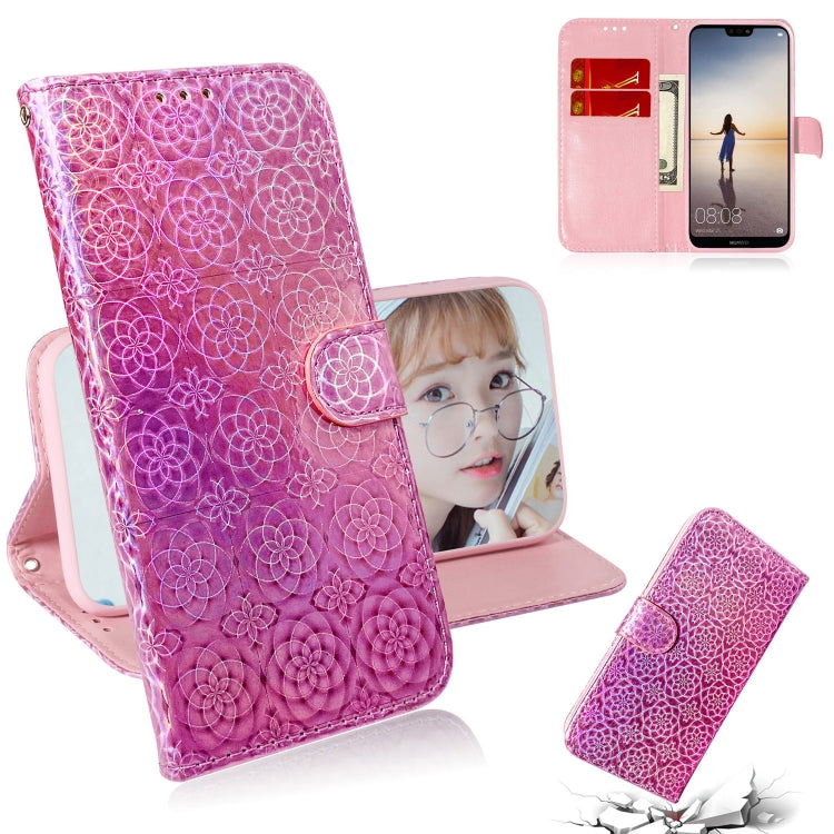 For Huawei P20 Lite / Nova 3e Solid Color Colorful Magnetic Buckle Horizontal Flip PU Leather Case with Holder & Card Slots & Wallet & Lanyard