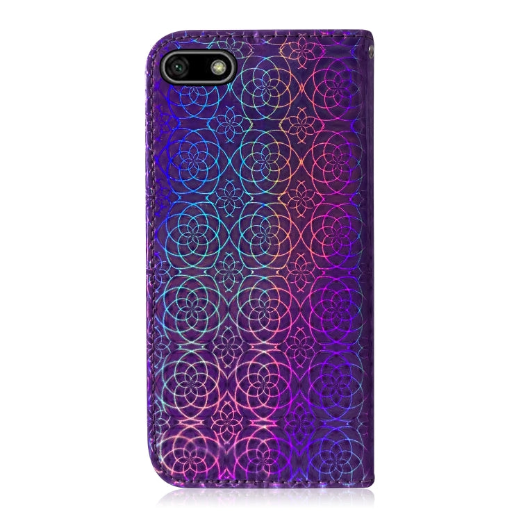 For Huawei Y5 2018 / Y5 Lite 2018 Solid Color Colorful Magnetic Buckle Horizontal Flip PU Leather Case with Holder & Card Slots & Wallet & Lanyard