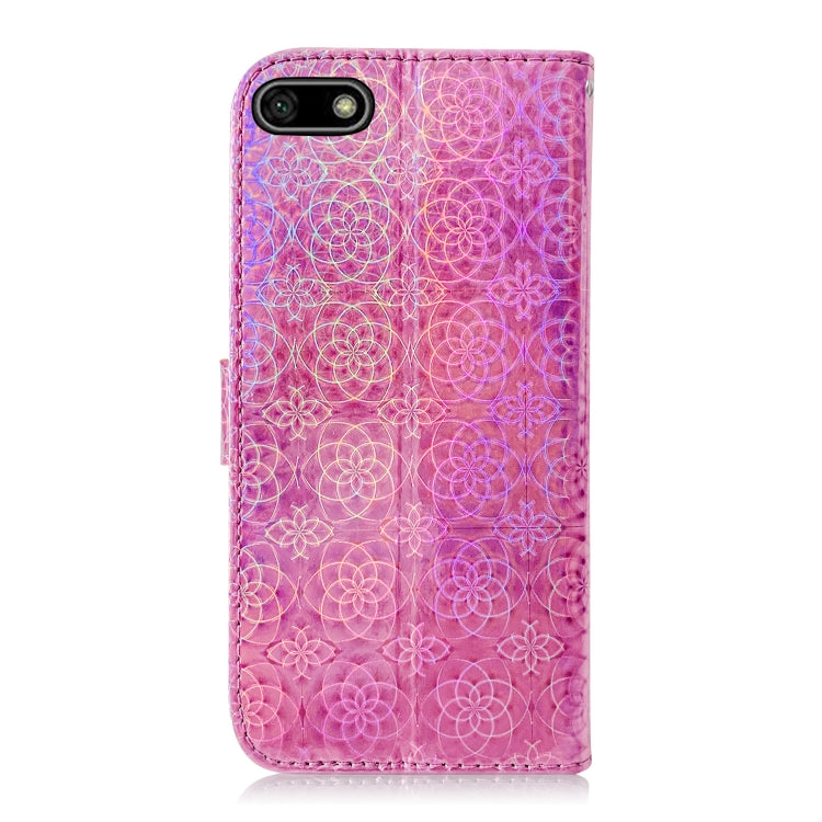 For Huawei Y5 2018 / Y5 Lite 2018 Solid Color Colorful Magnetic Buckle Horizontal Flip PU Leather Case with Holder & Card Slots & Wallet & Lanyard