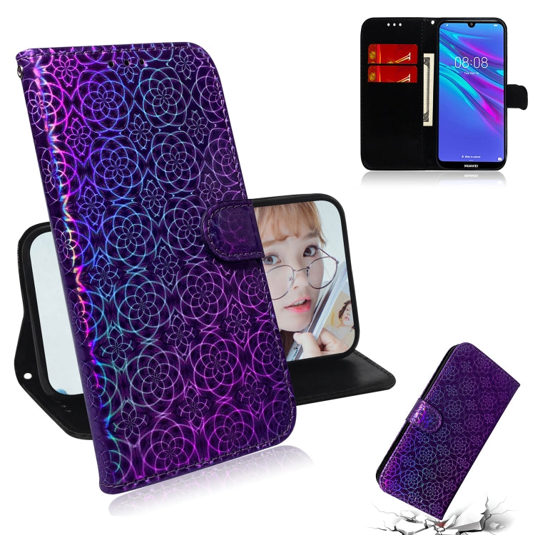 For Huawei Y6 2019 Solid Color Colorful Magnetic Buckle Horizontal Flip PU Leather Case with Holder & Card Slots & Wallet & Lanyard
