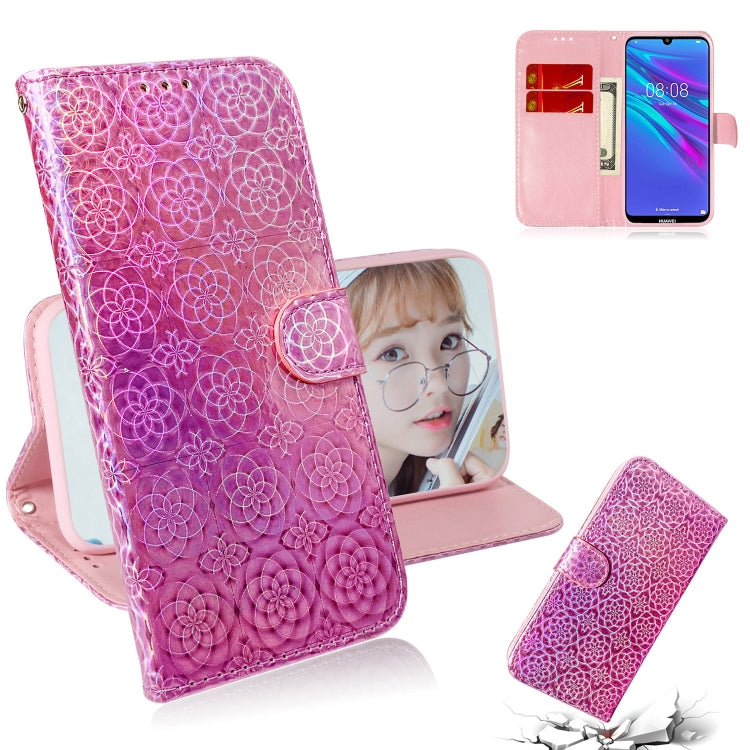 For Huawei Y6 2019 Solid Color Colorful Magnetic Buckle Horizontal Flip PU Leather Case with Holder & Card Slots & Wallet & Lanyard