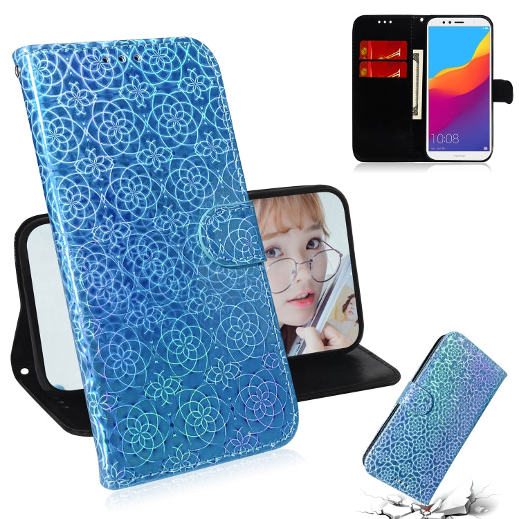 For Huawei Y6 2018 / Honor 7A Solid Color Colorful Magnetic Buckle Horizontal Flip PU Leather Case with Holder & Card Slots & Wallet & Lanyard